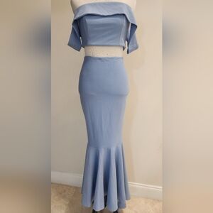 Elegant Blue Women's Skirt Set